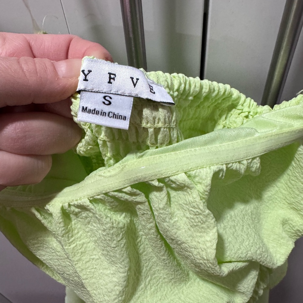 Lime Green Ruffled Dress - Picture 3 of 4